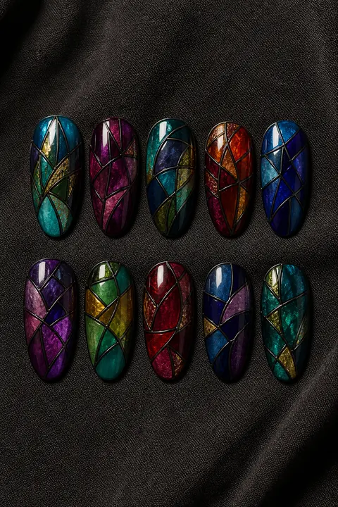 Stained-Glass Press-On Nail Collection