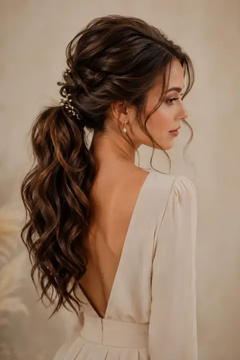 Romantic Braided Ponytail With Soft Curls
