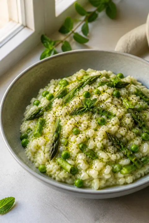 Lemony Asparagus and Pea Risotto