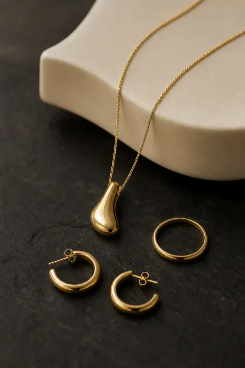 Sculptural Gold Jewelry Still Life