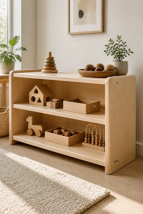 Rounded Maple Toy Shelf