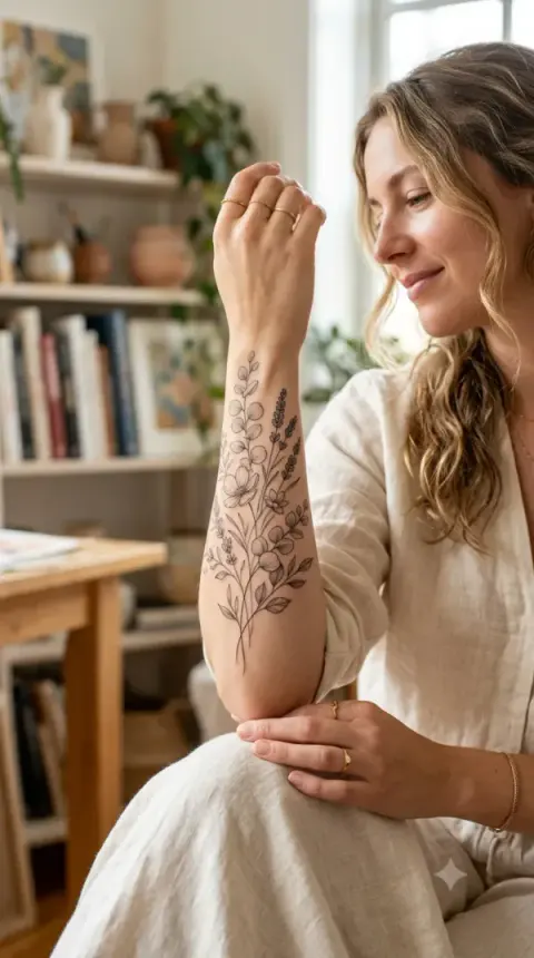 Wildflower Forearm Tattoo Idea