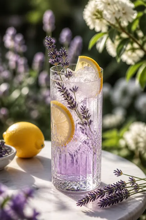 Sunlit Garden Table with Lavender Lemon Collins