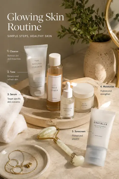 Simple 5-Step Glowing Skin Routine With SPF