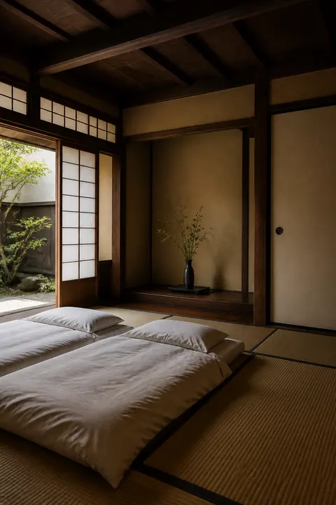 Kyoto Tatami Bedroom with Garden View