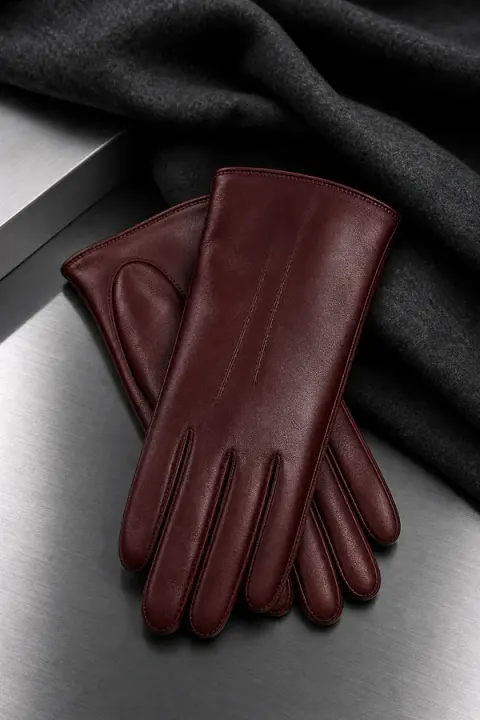 Burgundy Leather Gloves Editorial