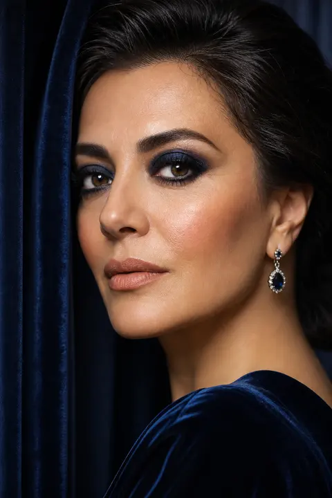 Navy Smoky Eyes with a Nude Lip