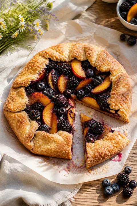 Rustic Summer Berry and Peach Galette