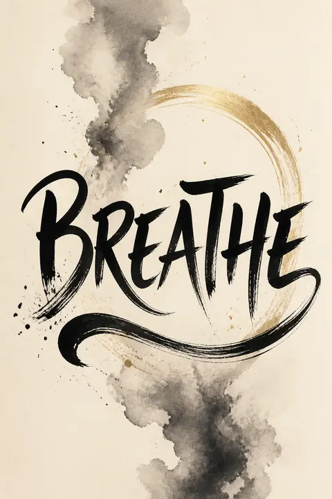 BREATHE in Hand-Lettered Ink Typography