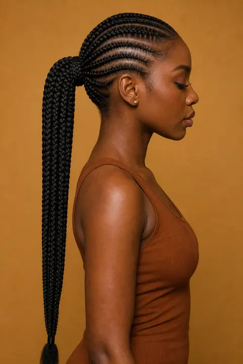 Cornrow Ponytail with Long Box Braids