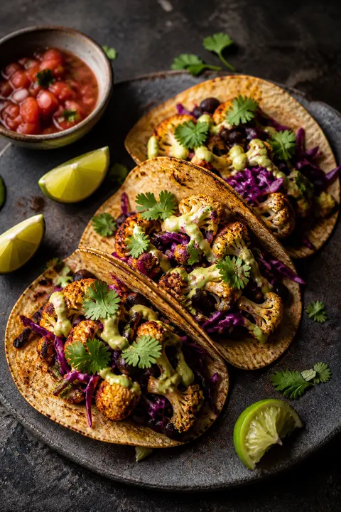 Smoky Cauliflower and Black Bean Tacos