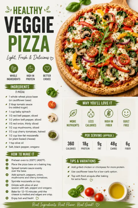 Healthy Veggie Pizza With Whole Wheat Crust
