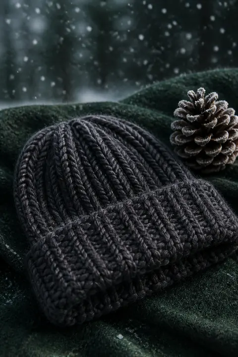 Charcoal Ribbed Beanie for Snowy Days