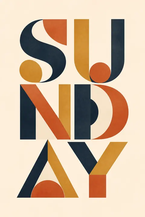 Geometric Letterform Study for "SUNDAY"