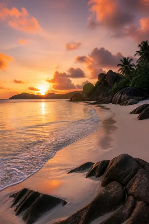 Calm Sunrise at Seychelles Granite Beach