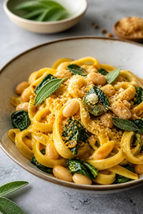 Pumpkin Sage White Bean Pasta