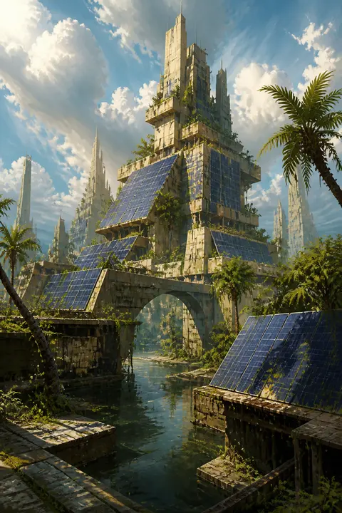 Painterly Concept Art: Abandoned Solar City