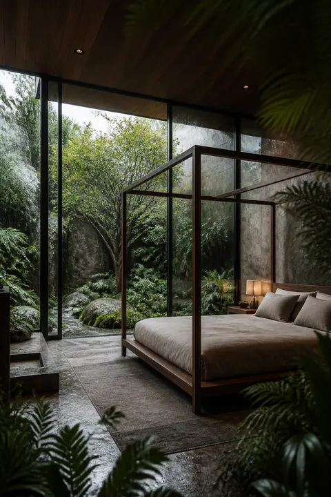 Biophilic Bedroom Wrapped in Garden Glass