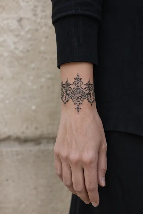 Ornamental Lace Wrist Tattoo