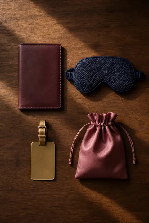 Elegant Travel Accessories Flat Lay
