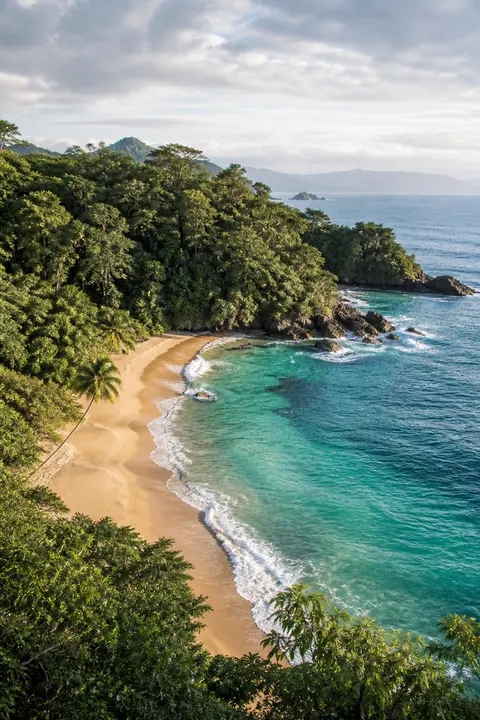 Costa Rican Jungle Beach from a Cliff View