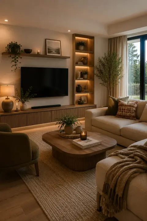 Cozy Wood Accent Living Room
