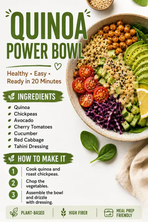 Easy Quinoa Power Bowl With Chickpeas and Avocado