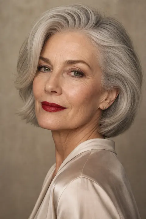 Classic Crimson Lip on Mature Skin