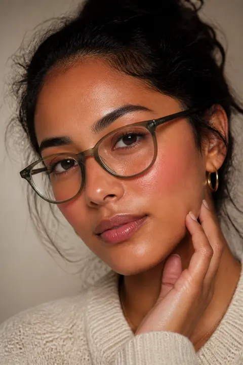 Fresh Skin & Peach Blush for Medium Skin and Glasses